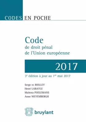 Couverture du produit · Code de droit pénal de l'Union Européenne