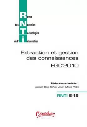 Couverture du produit · RNTI E-19 EGC'2010 - Revue des Nouvelles Technologies de l'Information (Extraction et Gestion des Connaissances)