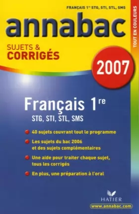 Couverture du produit · Français 1e STG, STI, STL, SMS : Sujets et corrigés