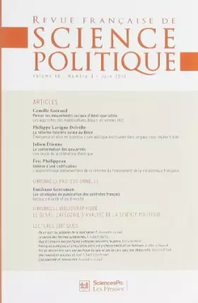 Couverture du produit · Revue française de science politique, Volume 60 N° 3, Juin :