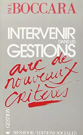 Couverture du produit · Intervenir dans les gestions avec de nouveaux critères