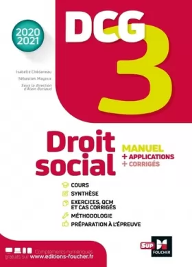 Couverture du produit · DCG 3 - Droit social - Manuel et applications - Millésime 2020-2021