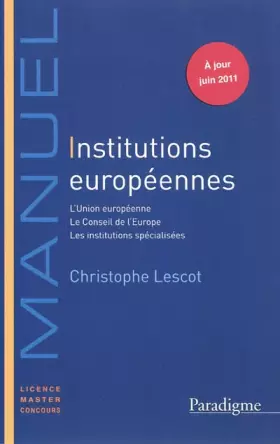 Couverture du produit · Institutions européennes