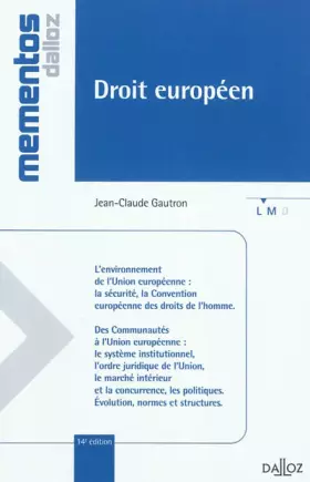 Couverture du produit · Droit européen - 14e éd.: Mémentos