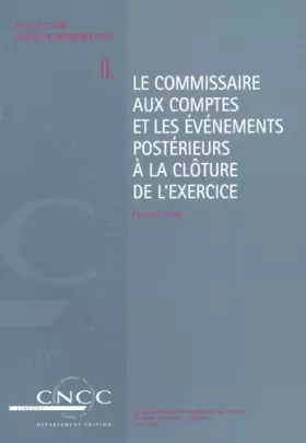 Couverture du produit · Le commissaire aux comptes et les événements postérieurs à la clôture de l'exercice