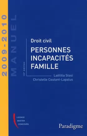 Couverture du produit · Droit civil : Personnes, incapacités, famille 2009-2010