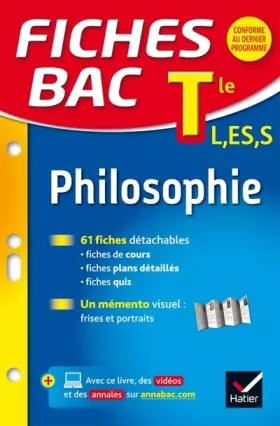 Couverture du produit · Fiches bac Philosophie Tle L, ES, S: fiches de révision - Terminale séries générales