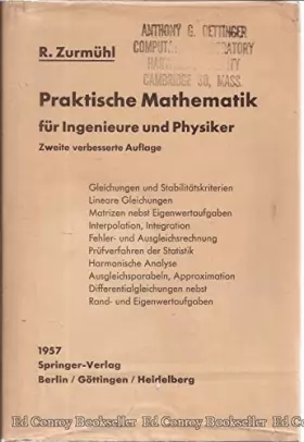 Couverture du produit · Praktische Mathematik Fur Ingenieure Und Physiker (zweite Verbesserte Auflage)
