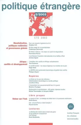 Couverture du produit · Politique étrangère 2 (2003), mondialisation, politiques nationales et gouvernance globale: afrique