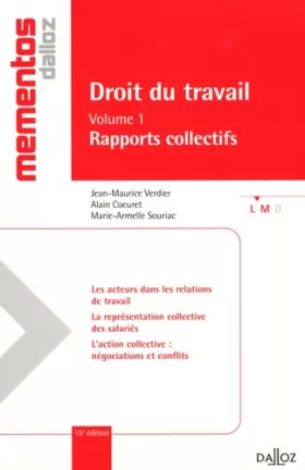 Couverture du produit · Droit du travail : Volume 1, Rapports collectifs
