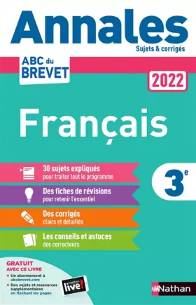 Couverture du produit · Annales ABC du Brevet 2022 - Français 3e - Sujets et corrigés + fiches de révisions