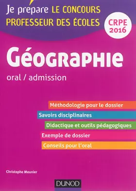 Couverture du produit · Géographie - Oral / admission - Professeur des écoles -CRPE 2016: CRPE 2016
