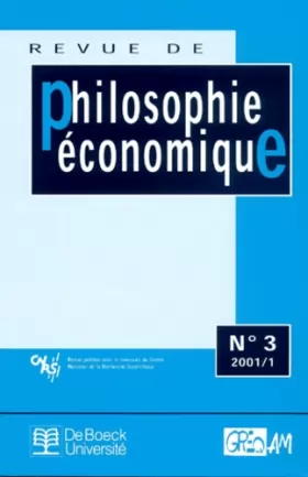 Couverture du produit · Revue philosophie economique 2001/1