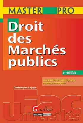 Couverture du produit · Master PRO - Droit des marchés publics, 5e édition