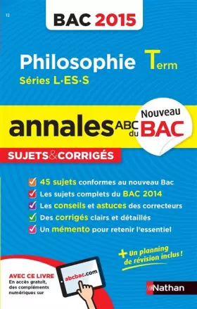 Couverture du produit · Annales ABC du BAC 2015 Philosophie Term L.ES.S