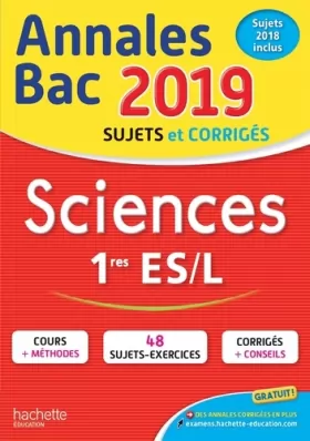 Couverture du produit · Annales Bac 2019 Sciences 1ères ES/L