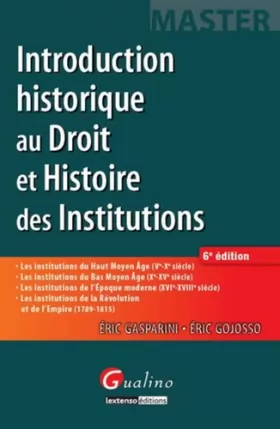 Couverture du produit · Introduction historique au droit et Histoire des institutions, 6ème Ed.