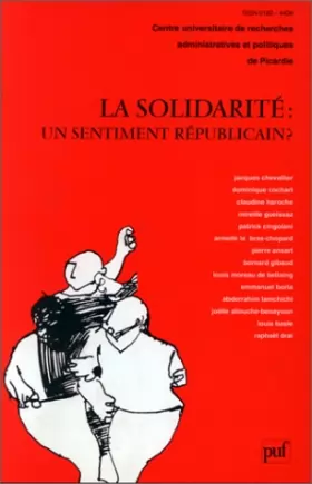 Couverture du produit · Solidarité un sentiment républicain ?, 1re édition