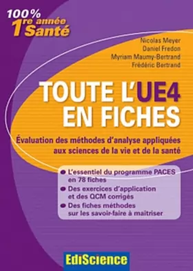 Couverture du produit · Toute l'UE4 en fiches - PACES - Evaluation des méthodes d'analyse: Evaluation des méthodes d'analyse appliquées aux sciences de