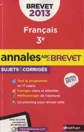 Couverture du produit · ANNALES BREVET 2013 FRANCAIS C