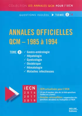 Couverture du produit · Annales officielles QCM 1985 à 1994 : Tome 2
