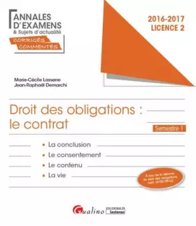 Couverture du produit · Droit des obligations : Le contrat - L2-S1