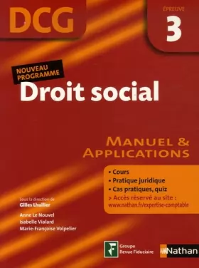 Couverture du produit · Droit social Epreuve 3 - DCG - Manuel et applications