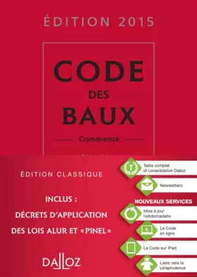 Couverture du produit · Code des baux 2015, commenté - 26e éd.