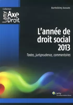 Couverture du produit · L'année de droit social 2013 :  Textes, jurisprudence, commentaires