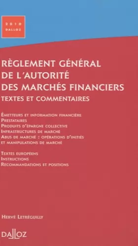Couverture du produit · Règlement général de l'Autorité des Marchés Financiers: Textes et commentaires
