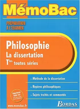 Couverture du produit · MEMO PREPA.EXAM. PHILO LA DISSERTATION (Ancienne Edition)