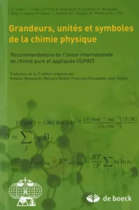 Couverture du produit · Grandeurs, unités et symboles de la chimie physique: Recommandations de L'Union Internationale de Chimie Pure et Appliquée (IUP