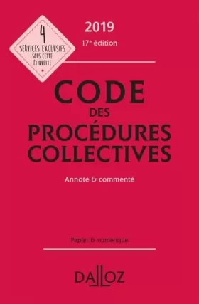 Couverture du produit · Code des procédures collectives 2019, annoté & commenté - 17e ed.
