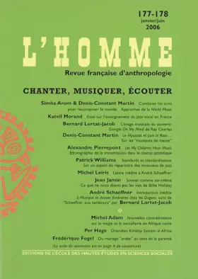 Couverture du produit · Revue L'Homme numéro 177-178 Chanter, musiquer, écouter - janvier/juin 2006