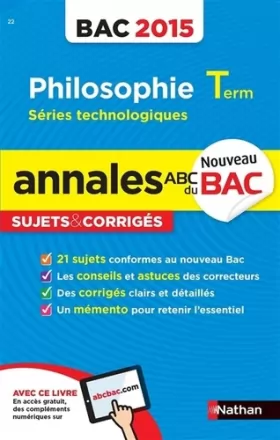 Couverture du produit · Annales ABC du BAC 2015 Philosophie Term Séries technologiques