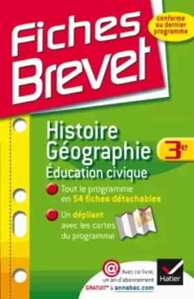 Couverture du produit · Fiches Brevet Histoire-Géographie Éducation civique 3e: Fiches de cours - Troisième
