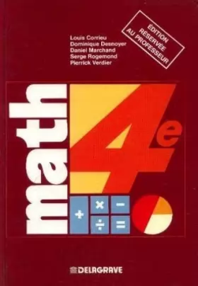 Couverture du produit · MATHEMATIQUES 4EME. Livre du Professeur, Edition 1992