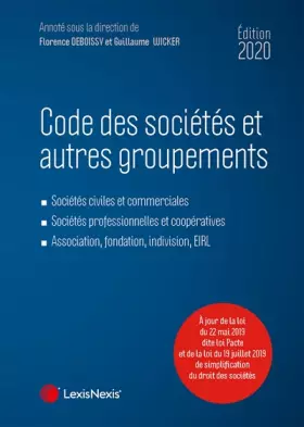 Couverture du produit · Code des sociétés et autres groupements 2020: Sociétés civiles et commerciales. Sociétés professionnelles et coopératives. Asso
