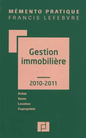 Couverture du produit · MEMENTO GESTION IMMOBILIERE 2010/2011