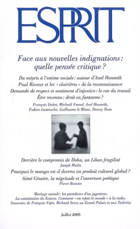 Couverture du produit · Revue Esprit face aux nouvelles indignations : quelle pensée critique ? (édition 2008)