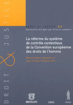 Couverture du produit · LA RÉFORME DU SYSTÈME DE CONTRÔLE: CONTENTIEUX DE LA CONVENTION EUROPÉENNE DES DROITS DE L'HOMME.