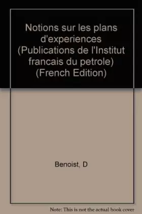 Couverture du produit · Notions sur les plans d'expériences