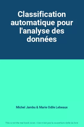 Couverture du produit · Classification automatique pour l'analyse des données