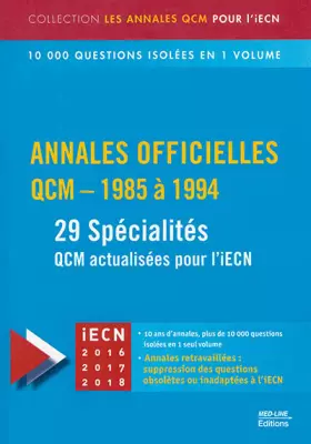 Couverture du produit · Annales officielles QCM - 1985 à 1994 : 29 spécialités