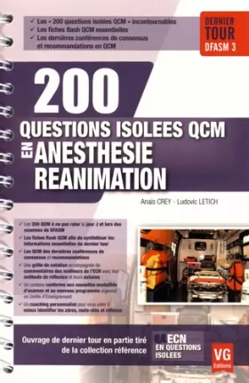 Couverture du produit · 200 questions isolées QCM en Anesthésie réanimation
