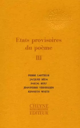 Couverture du produit · Etats provisoires du poème : Tome 3