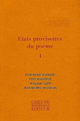 Couverture du produit · Etats provisoires du poème : Tome 1