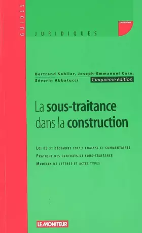 Couverture du produit · Sous-traitance dans la construction