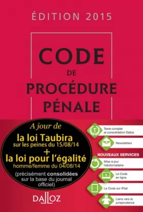 Couverture du produit · Code de procédure pénale 2015-56e éd.