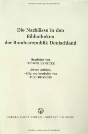 Couverture du produit · Die Nachlasse In Den Bibliotheken Der Bundesrepublik Deutschland